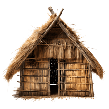 tribal thatched house png ,traditional thatched hut house isolated on transparent background ,generative ai