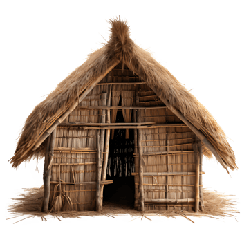tribal thatched house png ,traditional thatched hut house isolated on transparent background ,generative ai