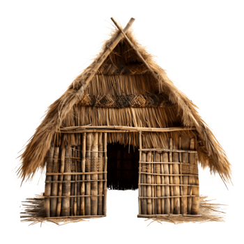 tribal thatched house png ,traditional thatched hut house isolated on transparent background ,generative ai