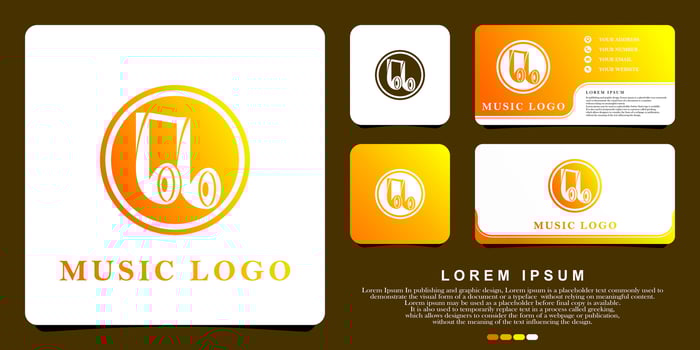 Music logo, play music logo yellow color, design vector illustration