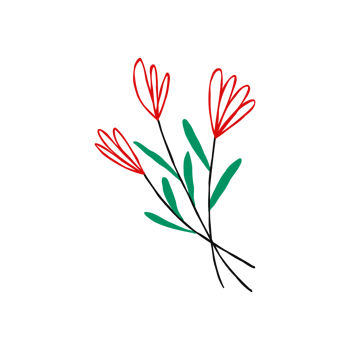 Linear red spring flower. illustration in modern doodle style png