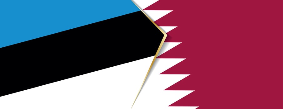 Estonia and Qatar flags, two vector flags.