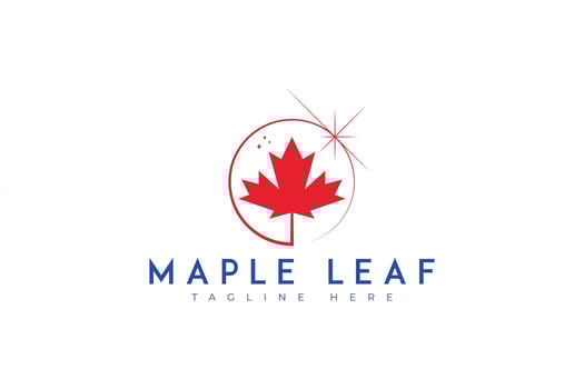 Maple Leaf Canada Sign Symbol Icon Logo Red Color Autumn Element Concept North Star Creative Concept vector