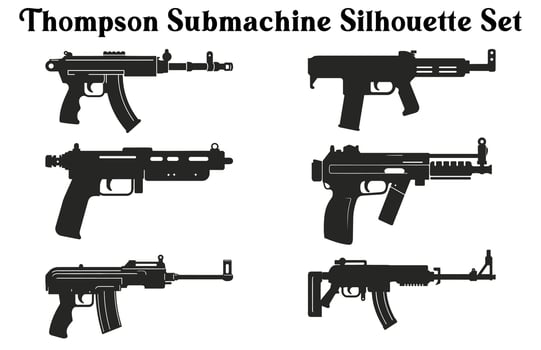 Free Weapons Silhouette Vector Bundle, Collection of various Firearms Bundle