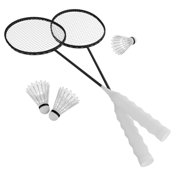 Badminton racket and shuttlecock clipart flat design icon isolated on transparent background, 3D render sport and exercise concept png