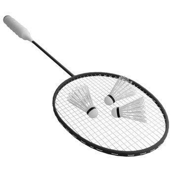 Badminton racket and shuttlecock clipart flat design icon isolated on transparent background, 3D render sport and exercise concept png