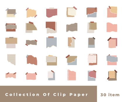 Collection note paper clip vector pastel color
