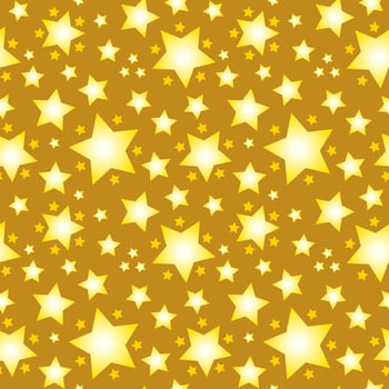 Seamless vector pattern with shiny yellow stars on gold background