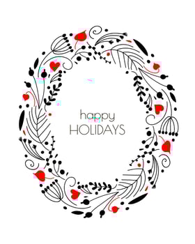 Vector handdrawn floral doodle wreaths