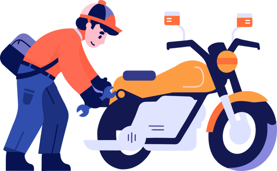Hand Drawn Motorcycle mechanic in flat style png