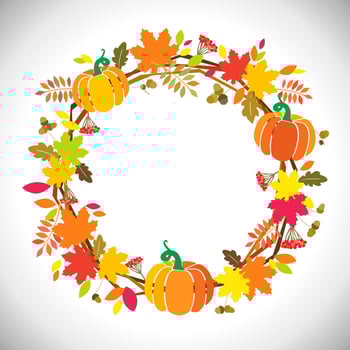 Autumn wreath. Harvest holiday decor. Fall decoration. Happy Thanksgiving design element vector