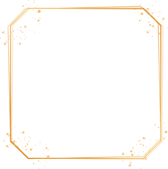 Gold square sparkle frame with gold glitter png