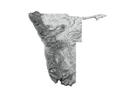 Namibia Map Flag Shaded relief Color Height map 3d illustration png