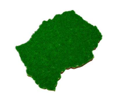 Lesotho map soil land geology cross section with green grass 3d illustration png