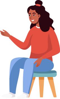Happy Young Woman Talking Conversation with a Friend, Flat Style Illustration. png