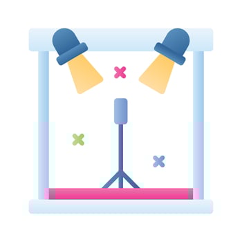 Grab this amazing vector of outdoor concert stage, microphone stand with stage lights