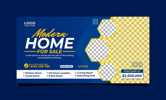 Modern home property advertising banner template.eps vector