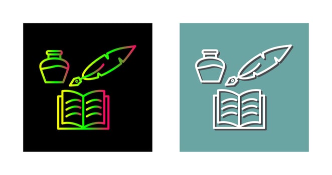 Unique Quill and Book Vector Icon