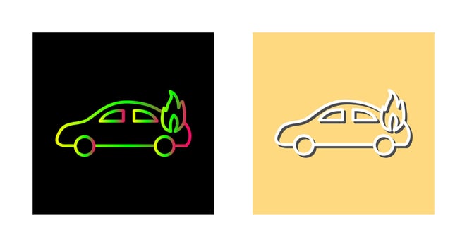 Unique Car on Fire Vector Icon