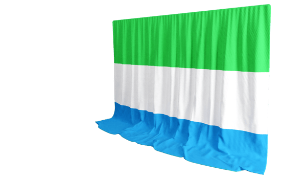 Sierra Leone Flag Curtain in 3D Rendering called Flag of Sierra Leone png