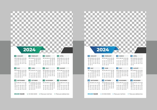 Calendar 2024 with simple and modern design, 2024 Calendar Template, editable vector