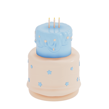 Birthday cake party element on transparent background, Colorful delicious desserts . 3D rendering png