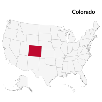 Colorado Map. Map of Colorado in red. USA map png