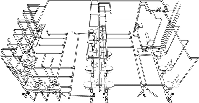 3D illustration of building piping vector