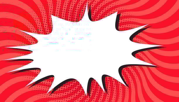 Cartoon comic background, Pop art red comics book cartoon. comic background with dot pattern halftone abstract. Vector halftone illustration. Vintage backdrop for comic superhero text, speech bubble,