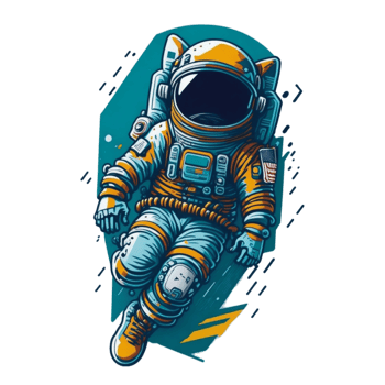 Astronaut cartoon sticker PNG transparent background ai generative