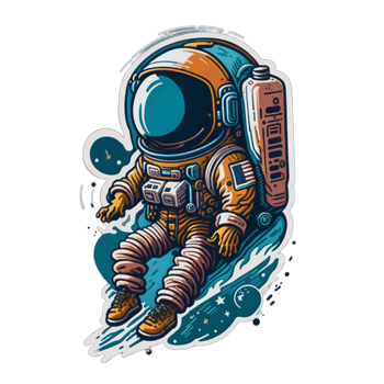 Astronaut cartoon sticker PNG transparent background ai generative