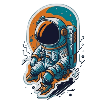 Astronaut cartoon sticker PNG transparent background ai generative