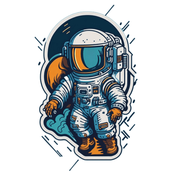 Astronaut cartoon sticker PNG transparent background ai generative