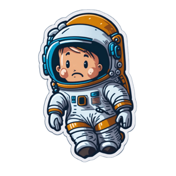 Astronaut cartoon sticker PNG transparent background ai generative