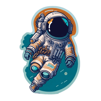 Astronaut cartoon sticker PNG transparent background ai generative