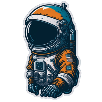 Astronaut cartoon sticker PNG transparent background ai generative