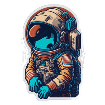 Astronaut cartoon sticker PNG transparent background ai generative
