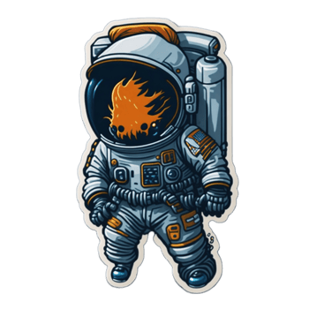 Astronaut cartoon sticker PNG transparent background ai generative