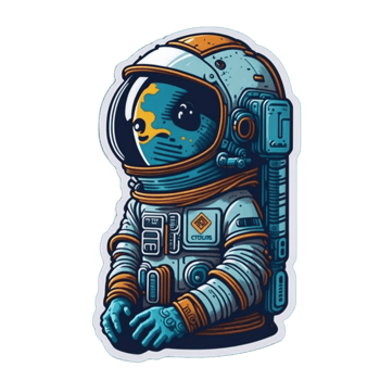 Astronaut cartoon sticker PNG transparent background ai generative