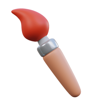 Brush paint 3d render illustration. png