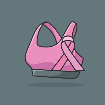 Pink Ribbon Breast Cancer Awareness Month of October Vector Design. Sports Bra with Pink Ribbon illustration.