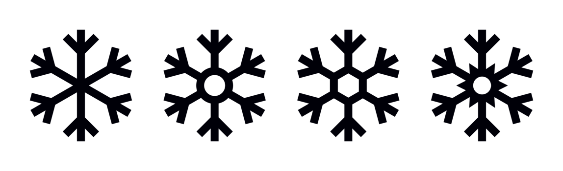Black Snowflakes Icon Set Png