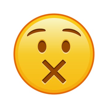 Face with crossed-out mouth Large size of yellow emoji smile vector