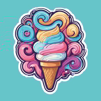 Cone Ice Cream Vector Sticker