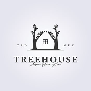 tree house symbol logo vector illustration forest house icon design