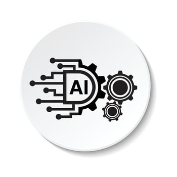 gear symbol and AI icon. concept of digital illustration of work technology using artificial intelligence vector