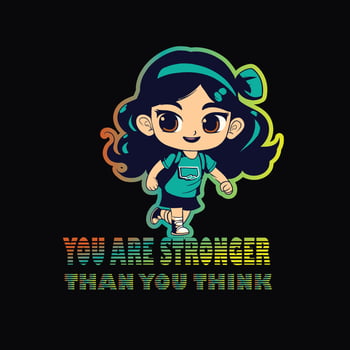 Sticker of Empowered Cartoon Girl vector