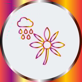 Flower with rain Vector Icon