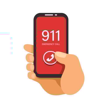 911 Emergency Call On Smartphone Symbol Cartoon illustration Vector