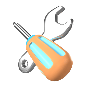 Screwdriver and wrench 3D Illustration Icon png